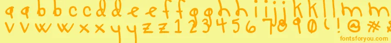 Fonte LUCY LU, TOO – fontes laranjas em um fundo amarelo