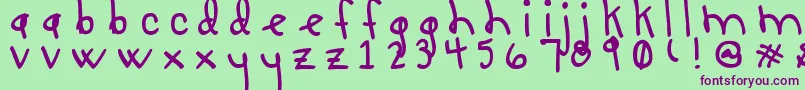 LUCY LU, TOO Font – Purple Fonts on Green Background