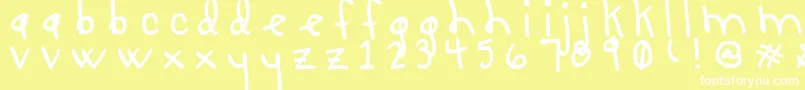 フォントLUCY LU, TOO – 黄色い背景に白い文字