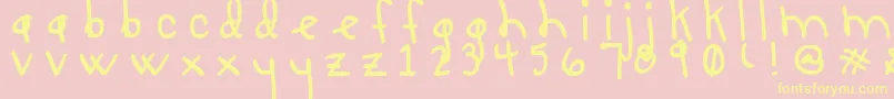 LUCY LU, TOO-Schriftart – Gelbe Schriften auf rosa Hintergrund