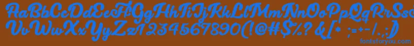 Lucy The Cat   Font – Blue Fonts on Brown Background