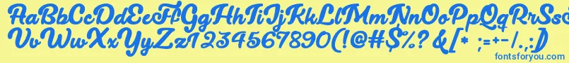 Lucy The Cat   Font – Blue Fonts on Yellow Background