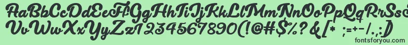 Lucy The Cat   Font – Black Fonts on Green Background