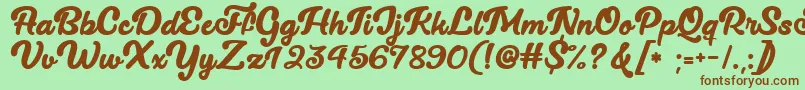 Lucy The Cat   Font – Brown Fonts on Green Background