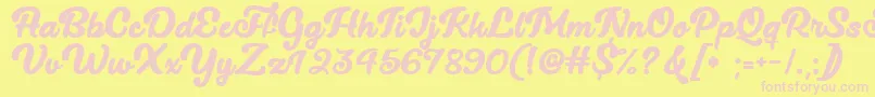 Lucy The Cat   Font – Pink Fonts on Yellow Background