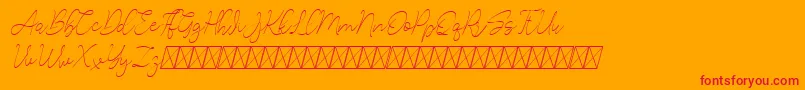 Lucylane Slant-Schriftart – Rote Schriften auf orangefarbenem Hintergrund