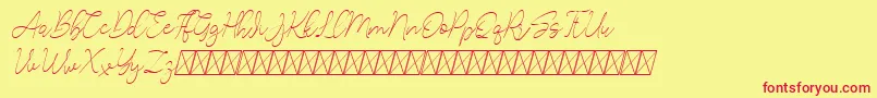 Lucylane Slant-Schriftart – Rote Schriften auf gelbem Hintergrund