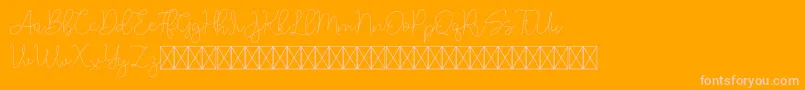 Lucylane-Schriftart – Rosa Schriften auf orangefarbenem Hintergrund