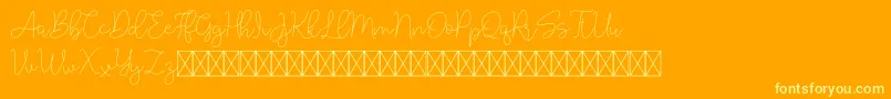 Lucylane-Schriftart – Gelbe Schriften auf orangefarbenem Hintergrund