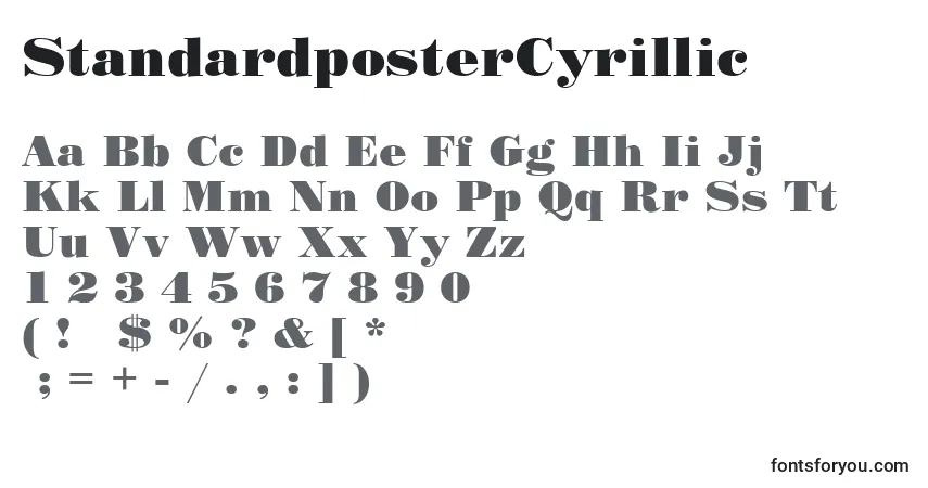 Czcionka StandardposterCyrillic – alfabet, cyfry, specjalne znaki