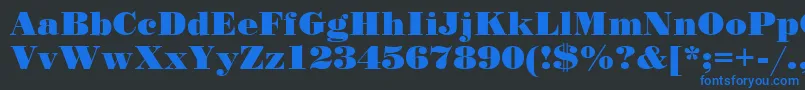 StandardposterCyrillic-Schriftart – Blaue Schriften auf schwarzem Hintergrund