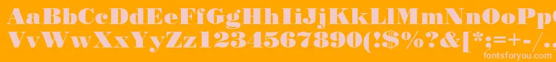 StandardposterCyrillic-fontti – vaaleanpunaiset fontit oranssilla taustalla