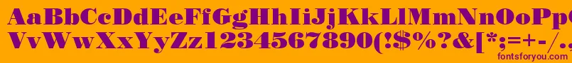 StandardposterCyrillic-Schriftart – Violette Schriften auf orangefarbenem Hintergrund