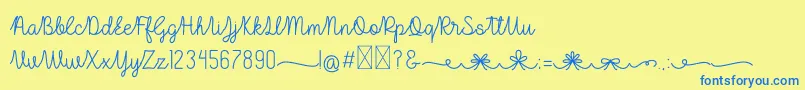 Lulu Lala-Schriftart – Blaue Schriften auf gelbem Hintergrund