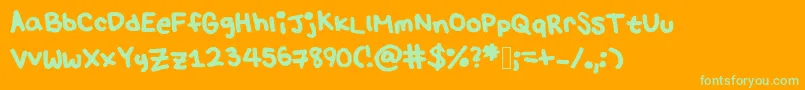 Fonte Lulu s font – fontes verdes em um fundo laranja