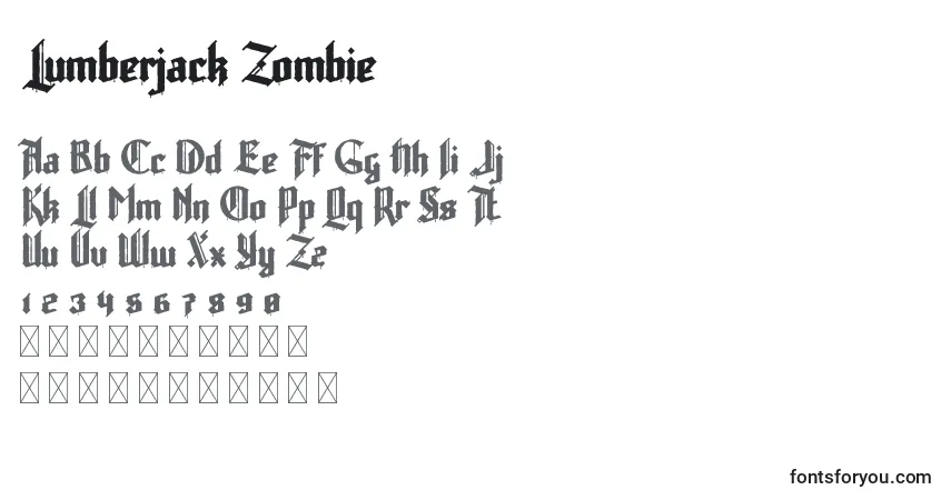 Шрифт Lumberjack Zombie – алфавит, цифры, специальные символы