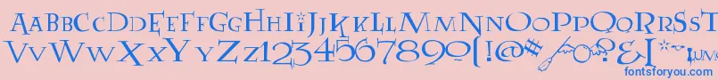 フォントLUMOS – ピンクの背景に青い文字