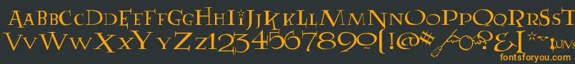LUMOS-Schriftart – Orangefarbene Schriften auf schwarzem Hintergrund