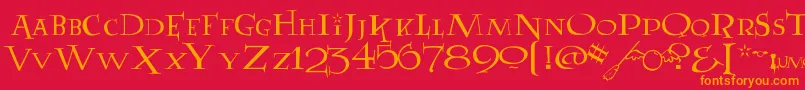 フォントLUMOS – 赤い背景にオレンジの文字