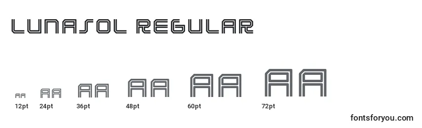 Размеры шрифта Lunasol regular