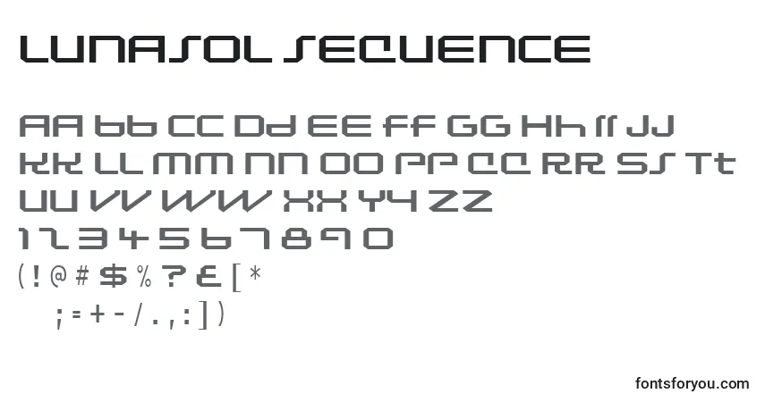 A fonte Lunasol sequence (133113) – alfabeto, números, caracteres especiais