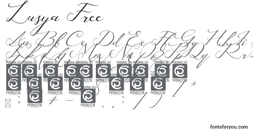 Шрифт Lusya Free – алфавит, цифры, специальные символы
