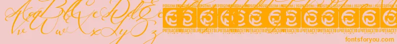 Lusya Free-Schriftart – Orangefarbene Schriften auf rosa Hintergrund