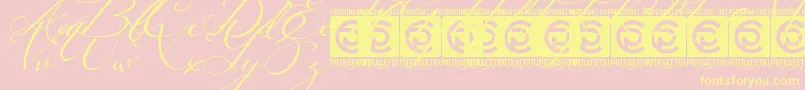 フォントLusya Free – 黄色のフォント、ピンクの背景