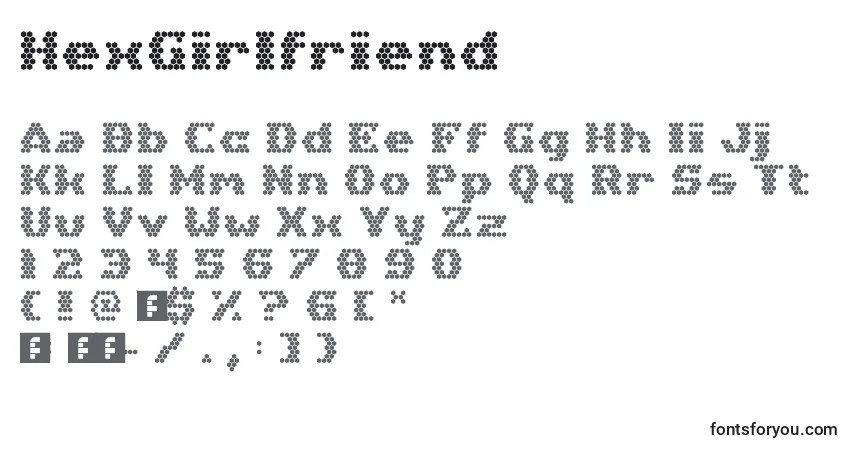 Czcionka HexGirlfriend – alfabet, cyfry, specjalne znaki