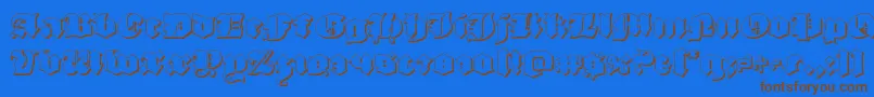 Więcej informacji o czcionce luxcontratenebras3d Czcionka luxcontratenebras3d – brązowe czcionki na niebieskim tle