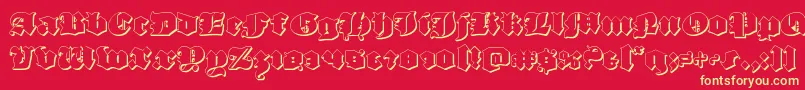 luxcontratenebras3d-Schriftart – Gelbe Schriften auf rotem Hintergrund