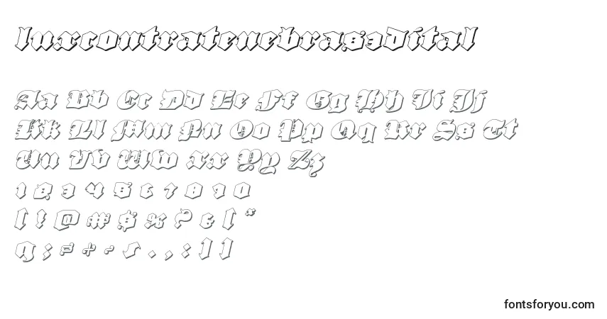 Czcionka Luxcontratenebras3dital – alfabet, cyfry, specjalne znaki