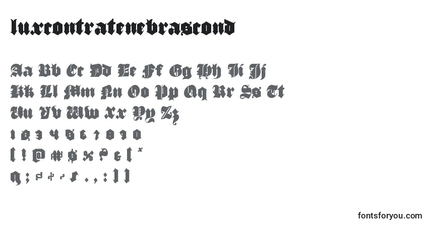 Luxcontratenebrascond-fontti – aakkoset, numerot, erikoismerkit