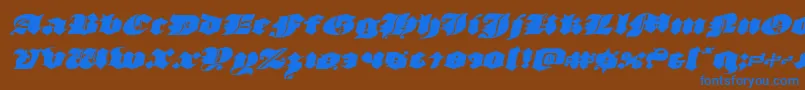 luxcontratenebrasexpandital-Schriftart – Blaue Schriften auf braunem Hintergrund