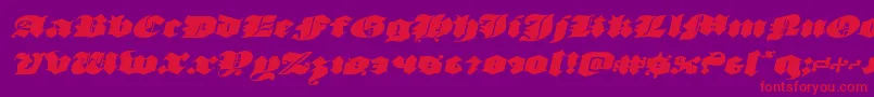 luxcontratenebrasexpandital-Schriftart – Rote Schriften auf violettem Hintergrund