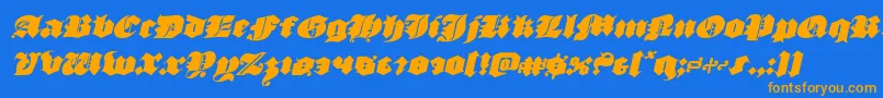 フォントluxcontratenebrasital – オレンジ色の文字が青い背景にあります。