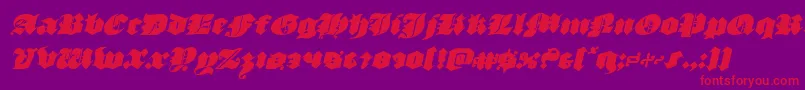 luxcontratenebrasital-Schriftart – Rote Schriften auf violettem Hintergrund