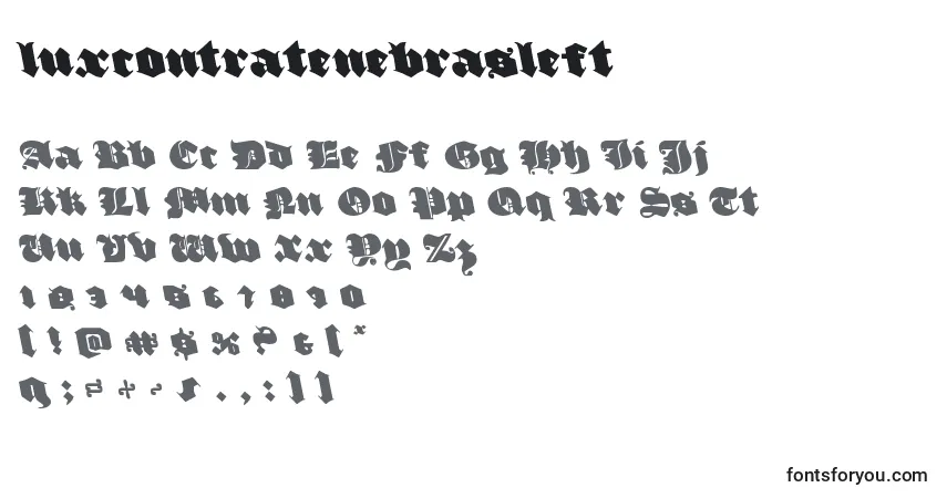 Luxcontratenebrasleft Font – alphabet, numbers, special characters