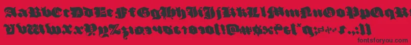 Fonte luxcontratenebrasleft – fontes pretas em um fundo vermelho