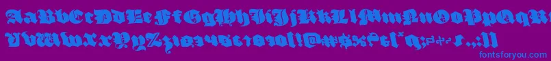 luxcontratenebrasleft-Schriftart – Blaue Schriften auf violettem Hintergrund