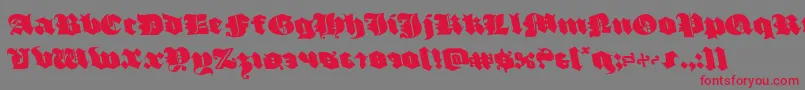 フォントluxcontratenebrasleft – 赤い文字の灰色の背景