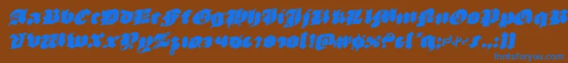 フォントluxcontratenebrasrotal – 茶色の背景に青い文字