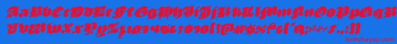 フォントluxcontratenebrasrotal – 赤い文字の青い背景