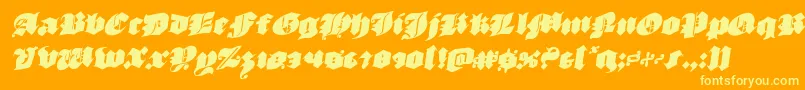 luxcontratenebrasrotal-Schriftart – Gelbe Schriften auf orangefarbenem Hintergrund