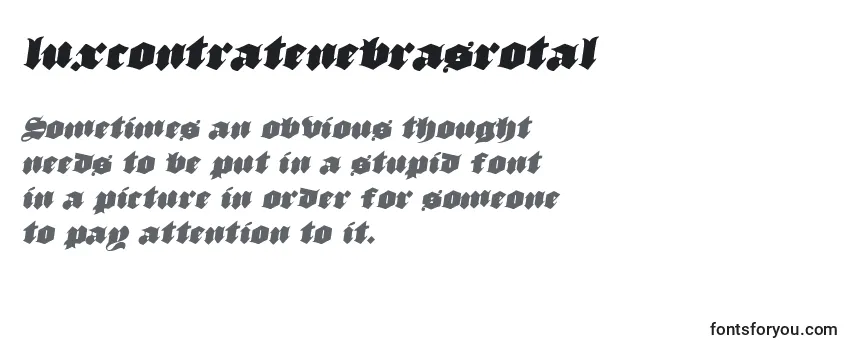 Review of the Luxcontratenebrasrotal Font