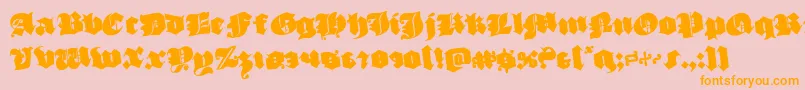 luxcontratenebrasrotate-Schriftart – Orangefarbene Schriften auf rosa Hintergrund