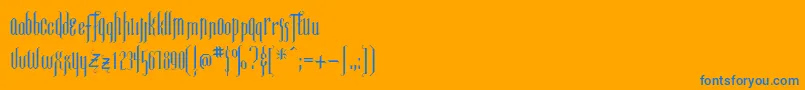 フォントLUXEMBOU – オレンジの背景に青い文字