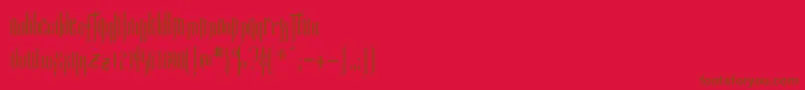 LUXEMBOU-Schriftart – Braune Schriften auf rotem Hintergrund