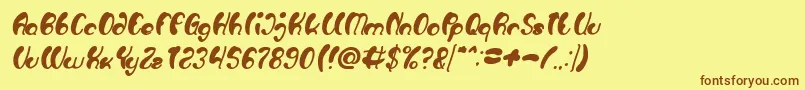 Fonte Luxurious Sexy Bold Italic – fontes marrons em um fundo amarelo