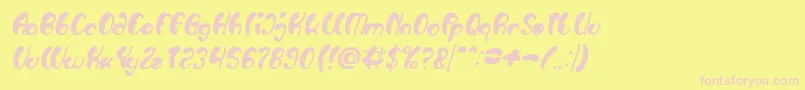 Fonte Luxurious Sexy Bold Italic – fontes rosa em um fundo amarelo